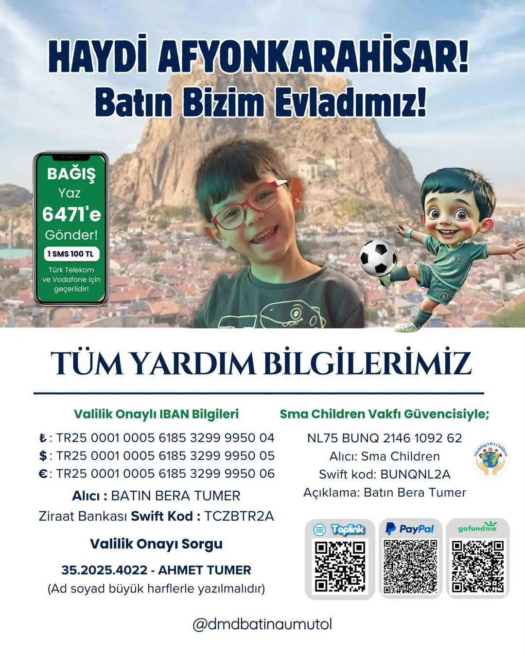 Afyonkarahisar Belediye Başkanı Burcu Köksal'dan DMD Kas Hastası Batın Bera İçin Yardım Kampanyası çağrısı