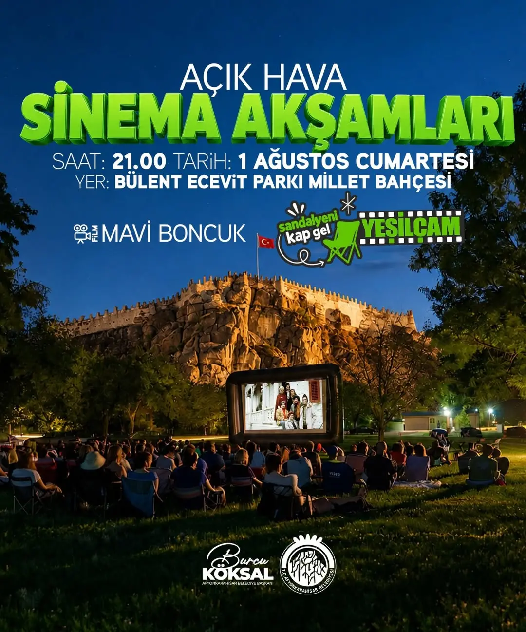 Afyonkarahisar Belediyesi Açık Hava Sinema Akşamlarına Devam Ediyor