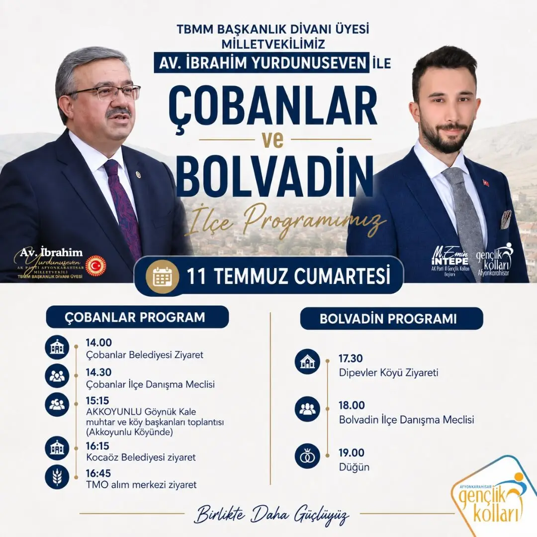 Ak Parti Afyonkarahisar İl Gençlik Kolları Başkanı Çobanlar ve Bolvadin’de Hemşehrileriyle Buluşuyor