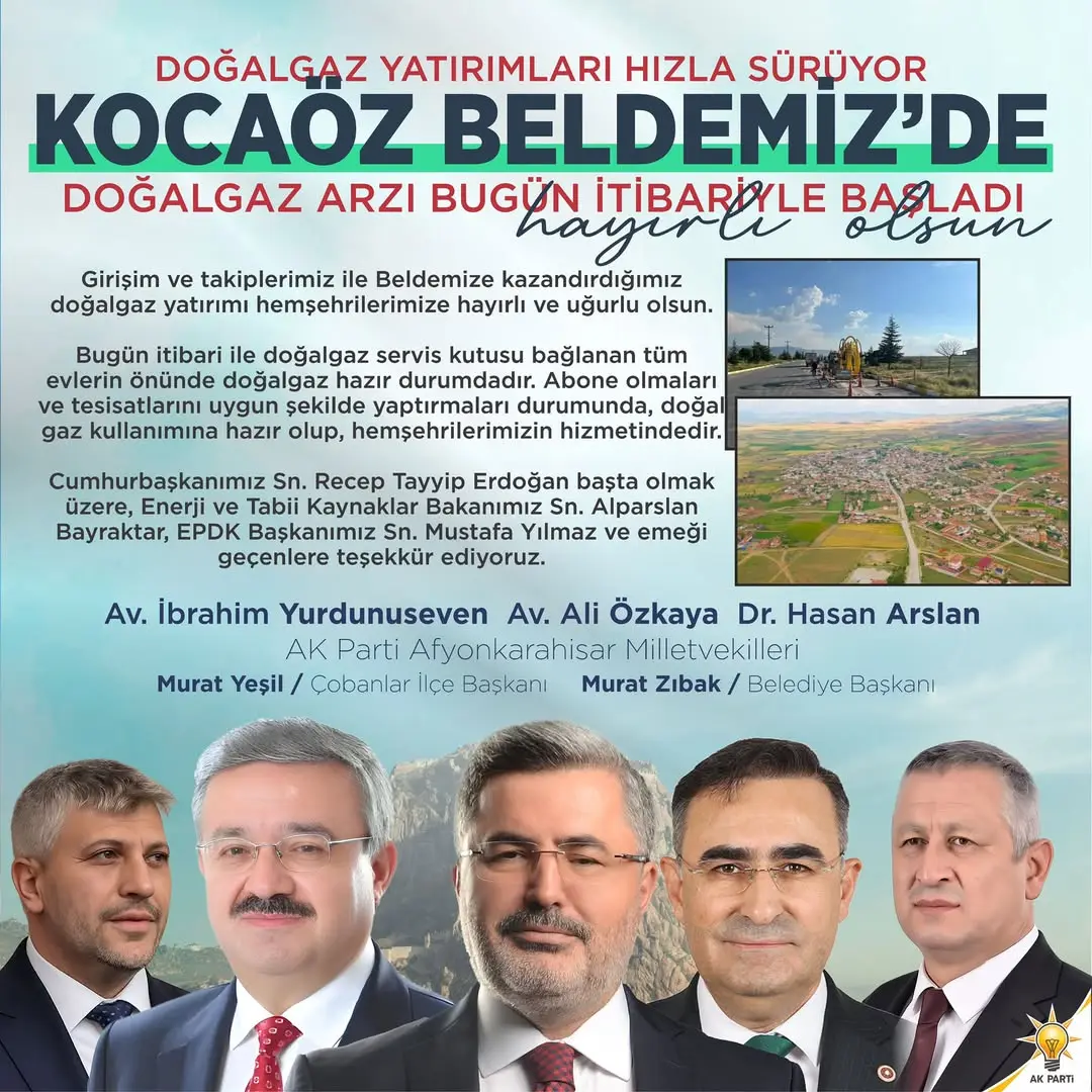 Ak Parti Afyonkarahisar Milletvekili Ali Özkaya'dan Doğal Gaz Yatırımı Açıklaması