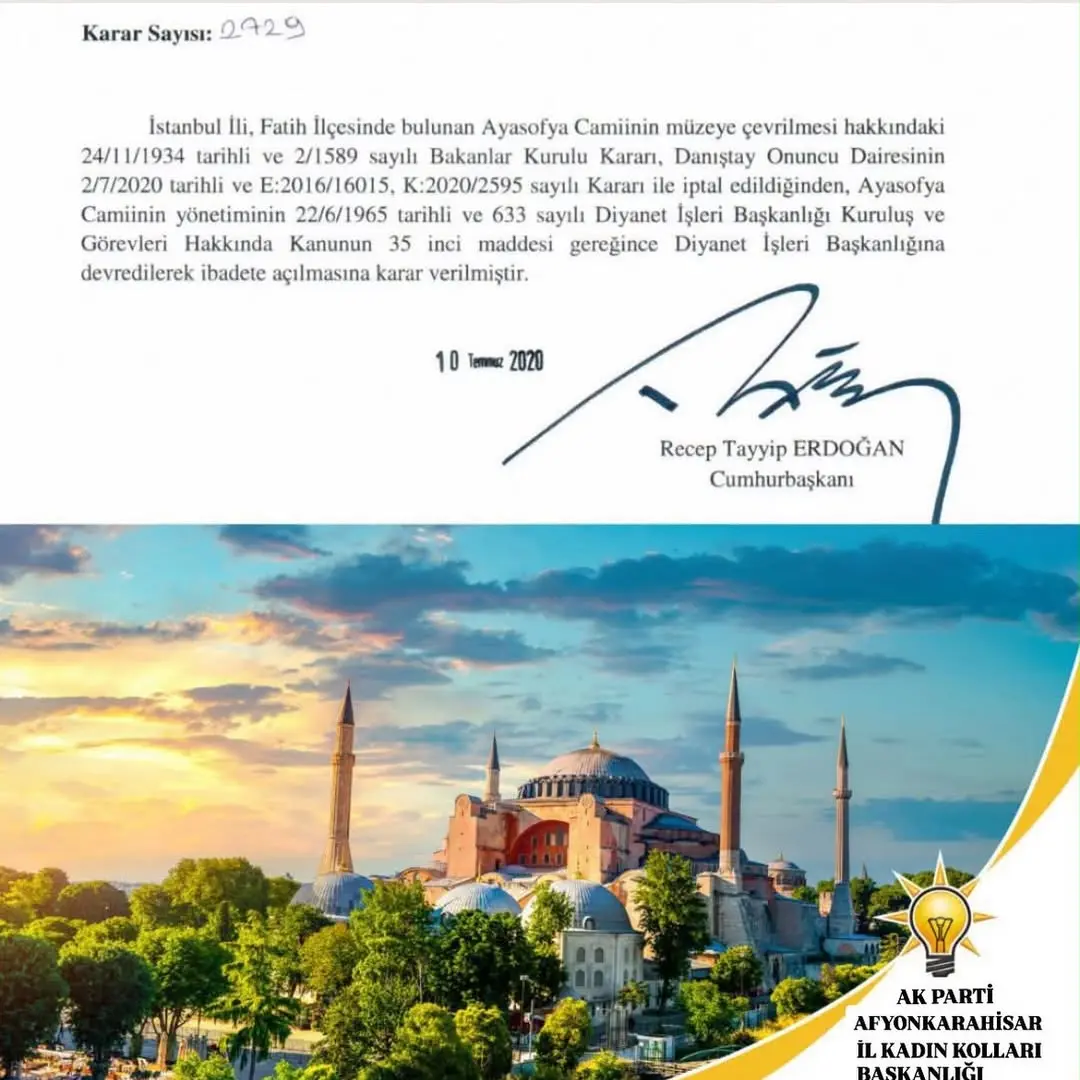Ayasofya'nın Cami Olarak İbadete Açılmasının 6. Yılında Anma