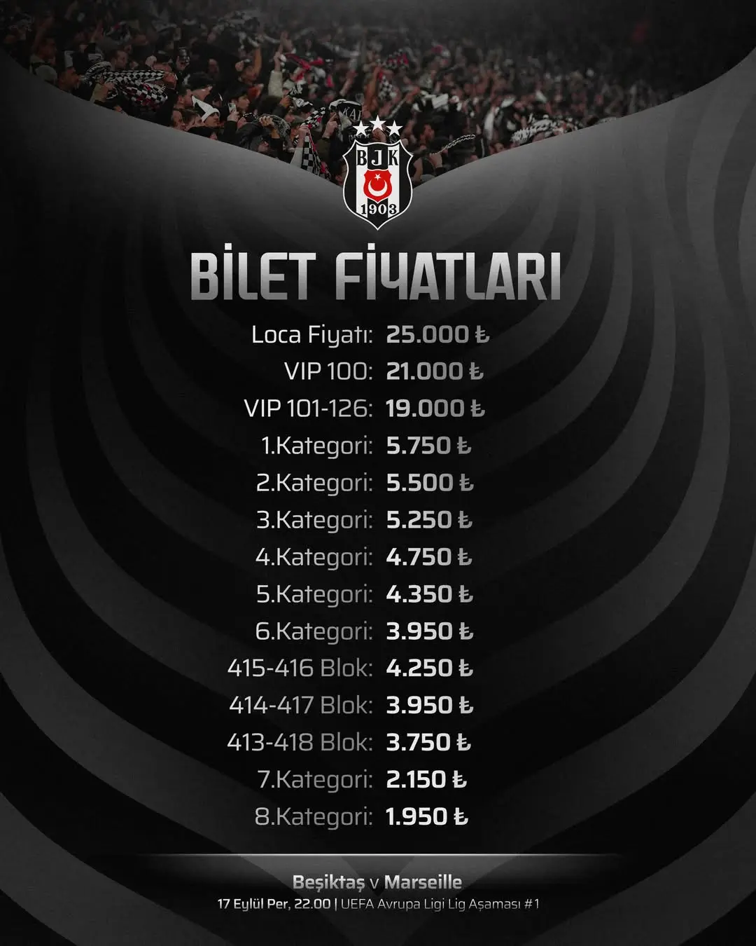 Beşiktaş, Marseille Maçı Biletleri Satışa Sunuyor!