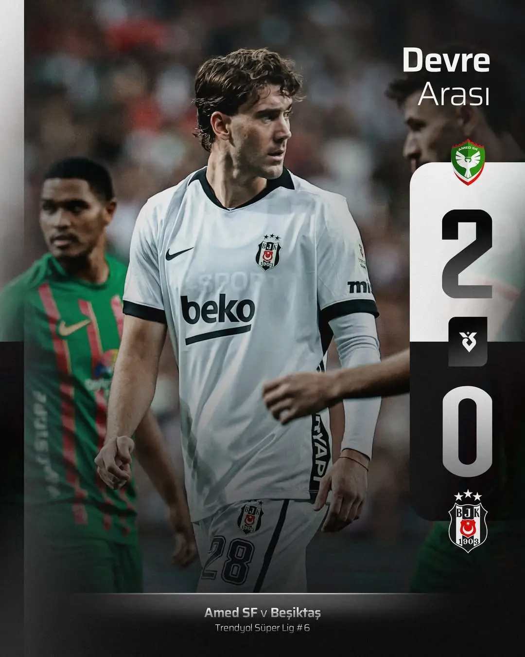 Beşiktaş Spor Kulübü Devre Arasında AMD'ye Karşı 2-0 Mağlup