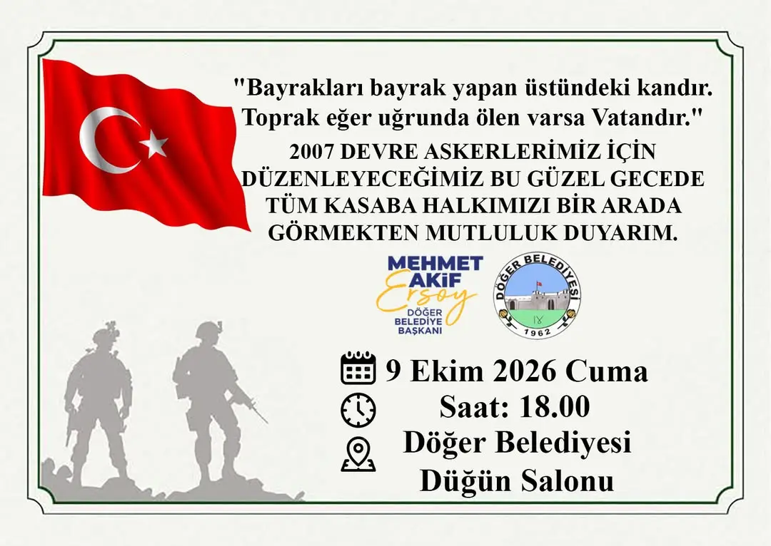 Döğer Belediyesi'nden Asker Eğlencesi Programı Duyurusu