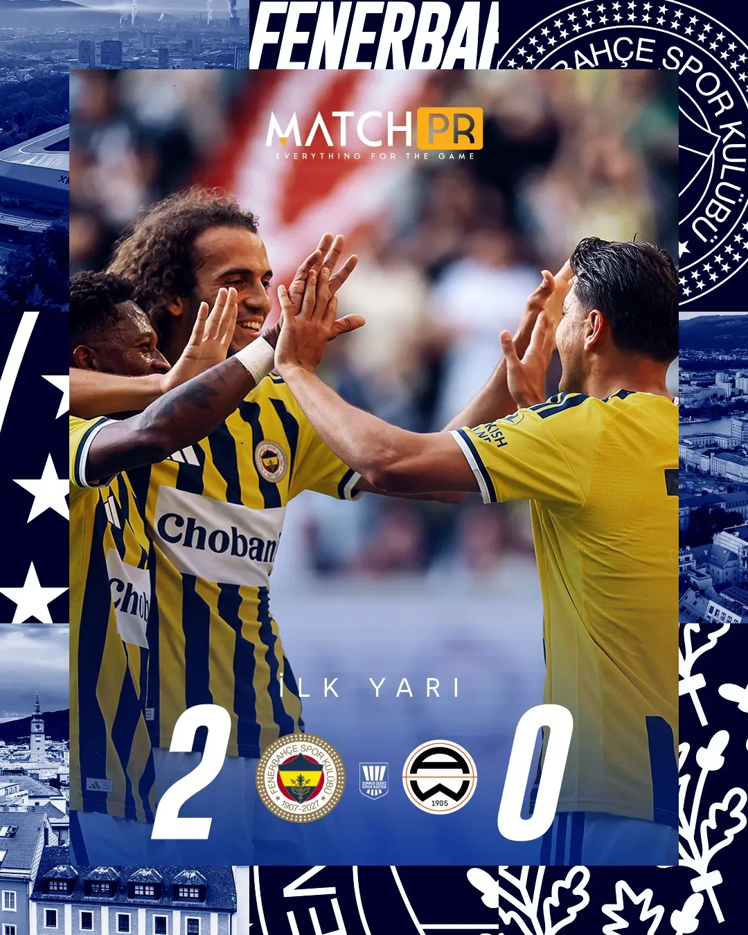 Fenerbahçe, Admira Wacker karşısında ilk yarıyı 2-0 önde tamamladı