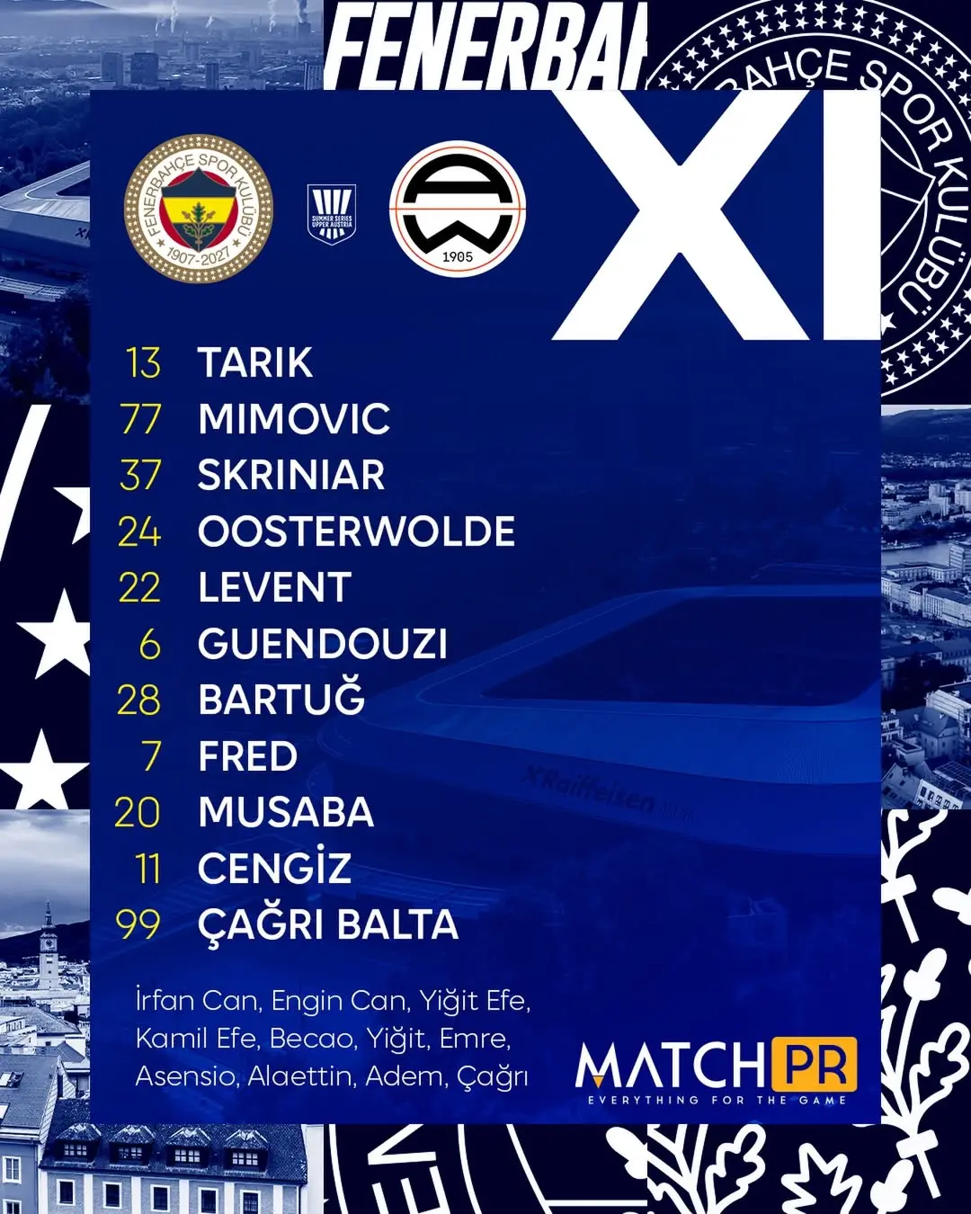 Fenerbahçe'nin Admira Wacker maçı ilk 11'i belli oldu