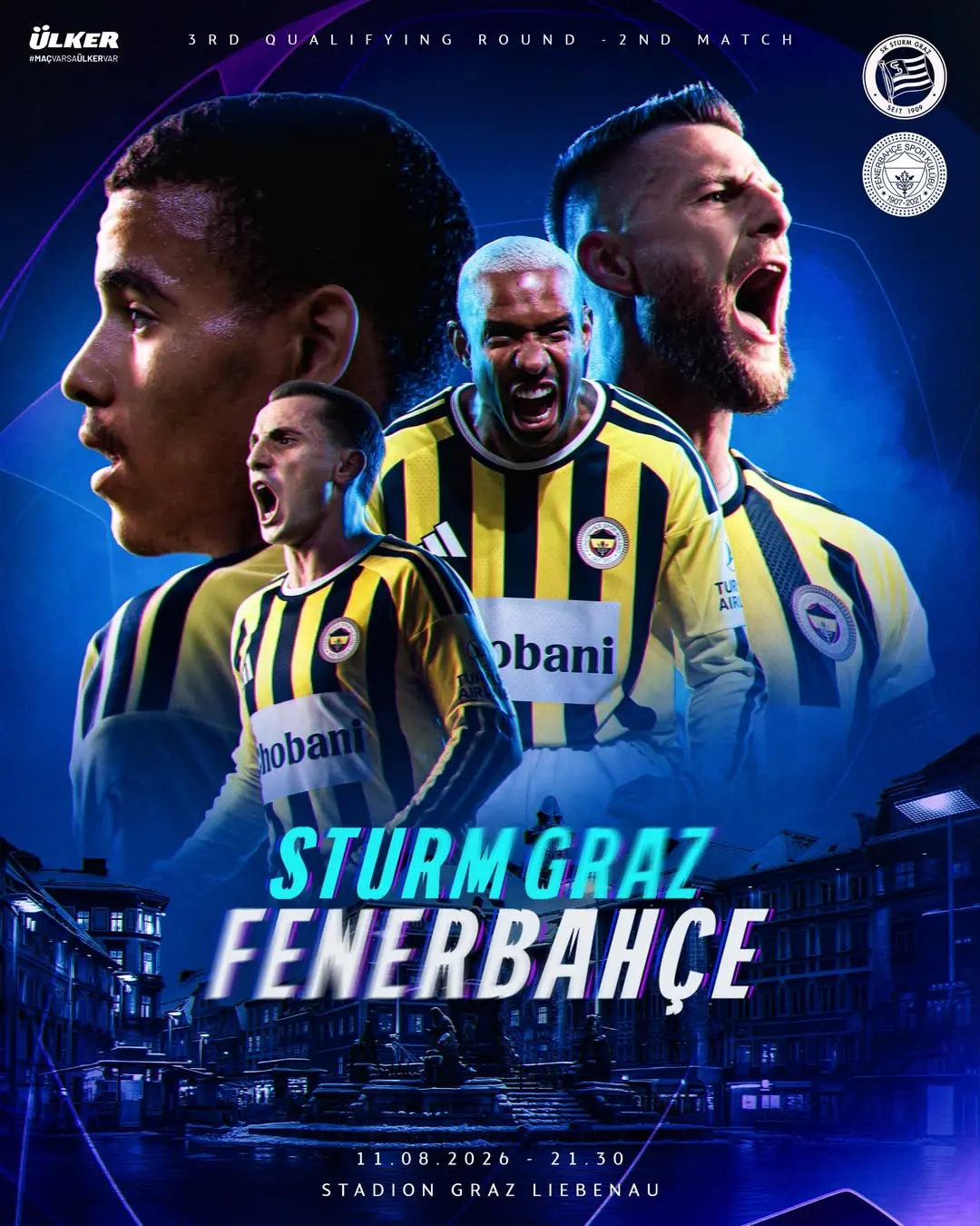 Fenerbahçe, UEFA Şampiyonlar Ligi Üçüncü Ön Eleme İkinci Maçında Sturm Graz ile Karşılaşacak