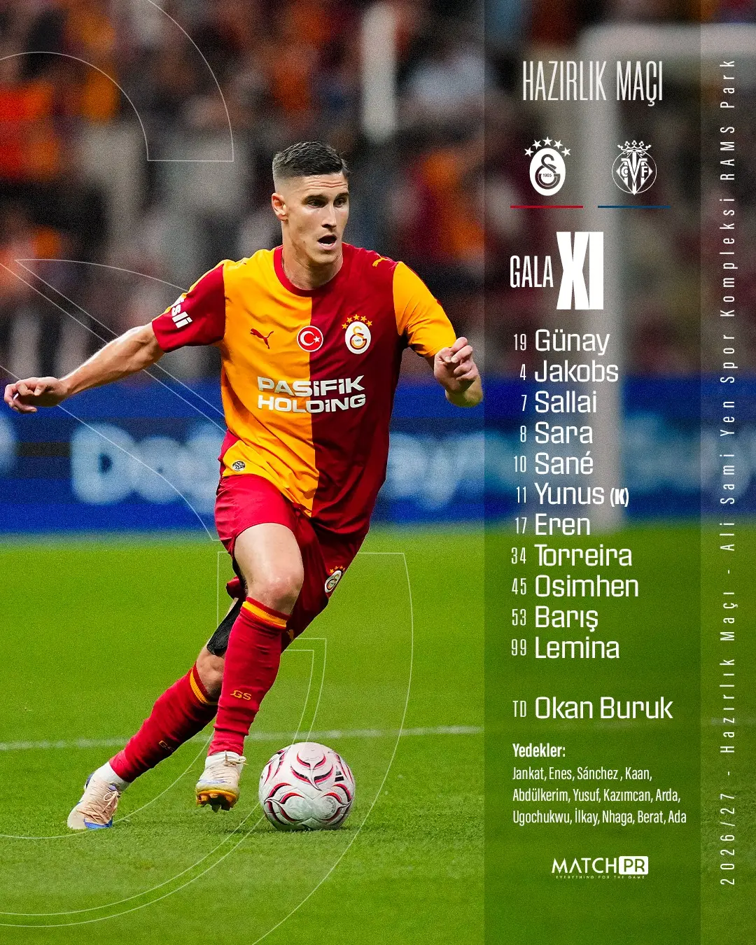Galatasaray'ın Villarreal CF karşısında ilk 11'i ve yedekleri belli oldu