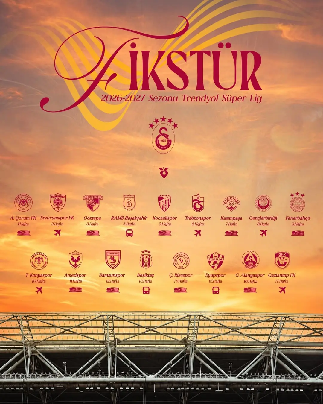 Galatasaray Spor Kulübü, 2026-2027 Sezonu Fikstürünü Duyurdu