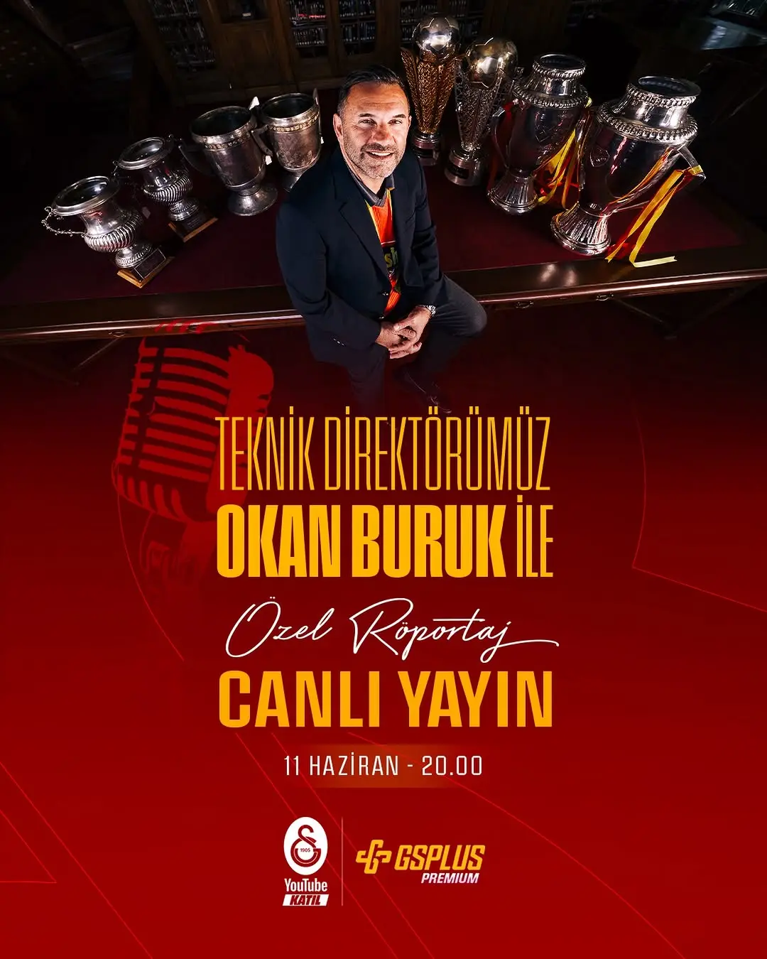 Galatasaray, Teknik Direktör Okan Buruk ile Özel Röportajı Canlı Yayınla Yapacak