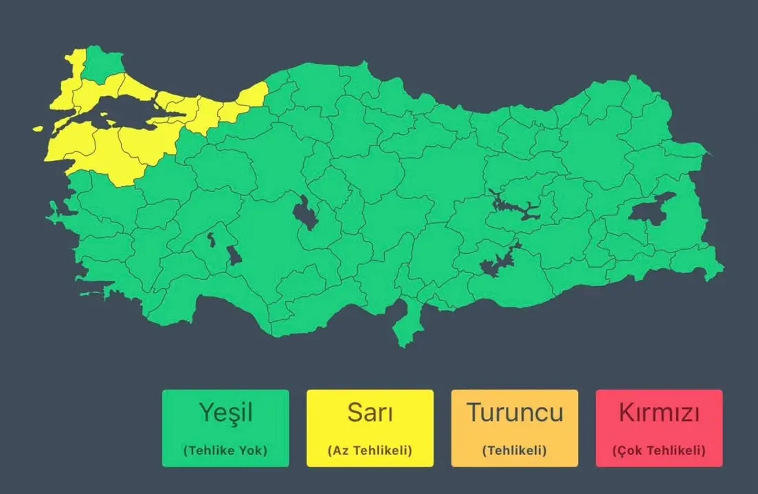 Meteoroloji Genel Müdürlüğü'nden alınan son bilgilere göre;