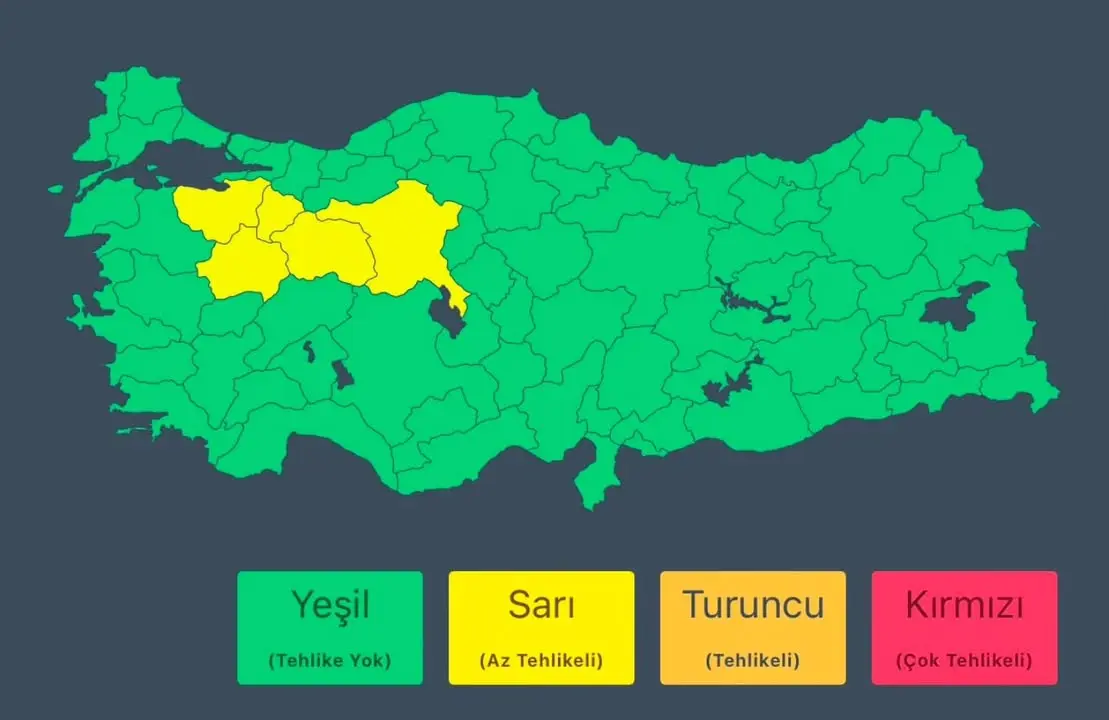 Meteoroloji Genel Müdürlüğü'nden Alınan Son Bilgilere Göre Hava Durumu Uyarısı