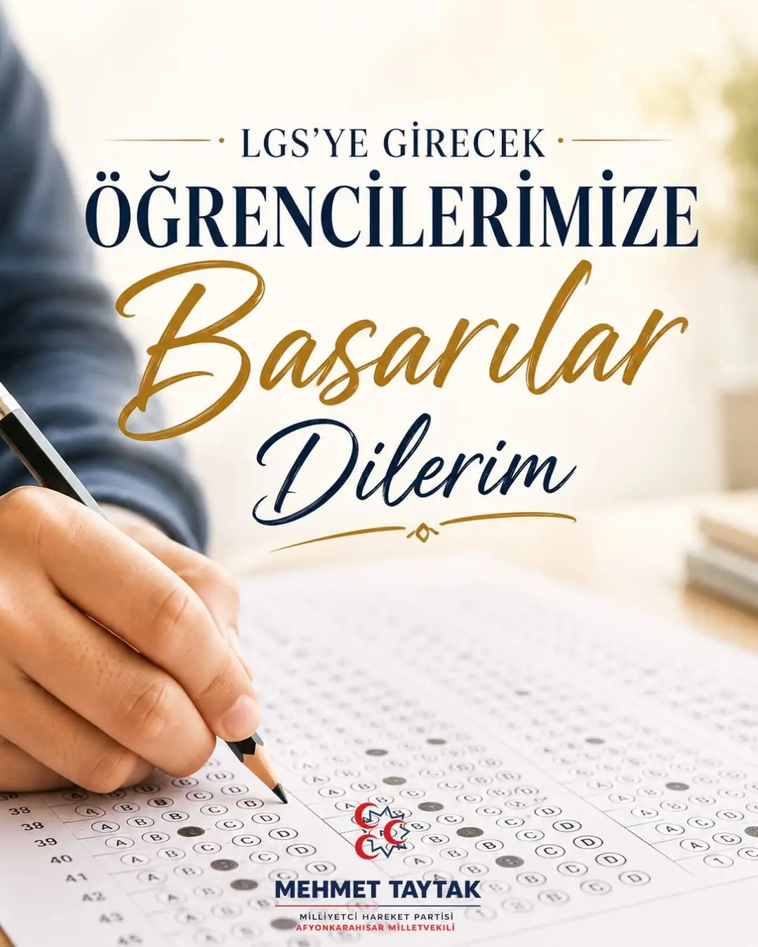 Mhp Mehmet Taytak'tan LGS'ye Katılacak Öğrencilere Başarı Dileği