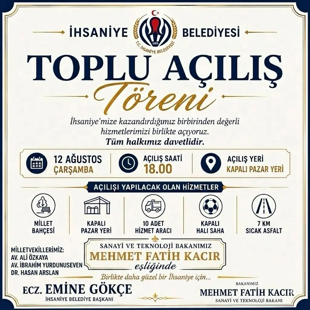Sanayi ve Teknoloji Bakanı Mehmet Fatih Kacır'ın Katılımıyla Gerçekleşecek Toplu Açılış Töreni