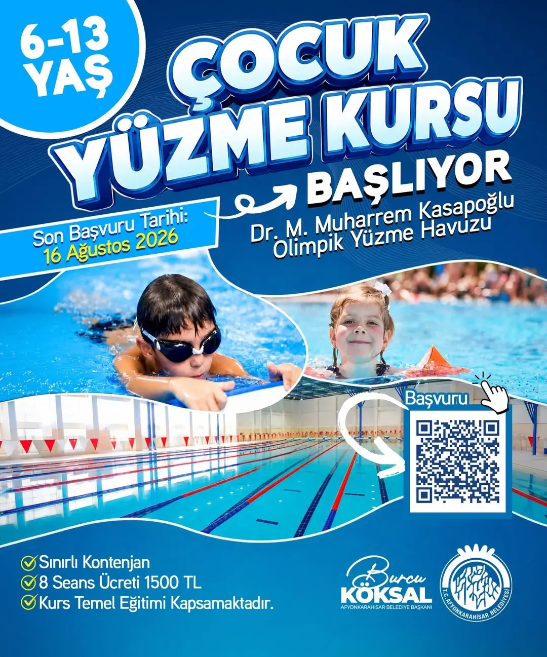 T.C. Afyonkarahisar Belediyesi'nden Yüzme Kursu Başvuruları Açıklandı