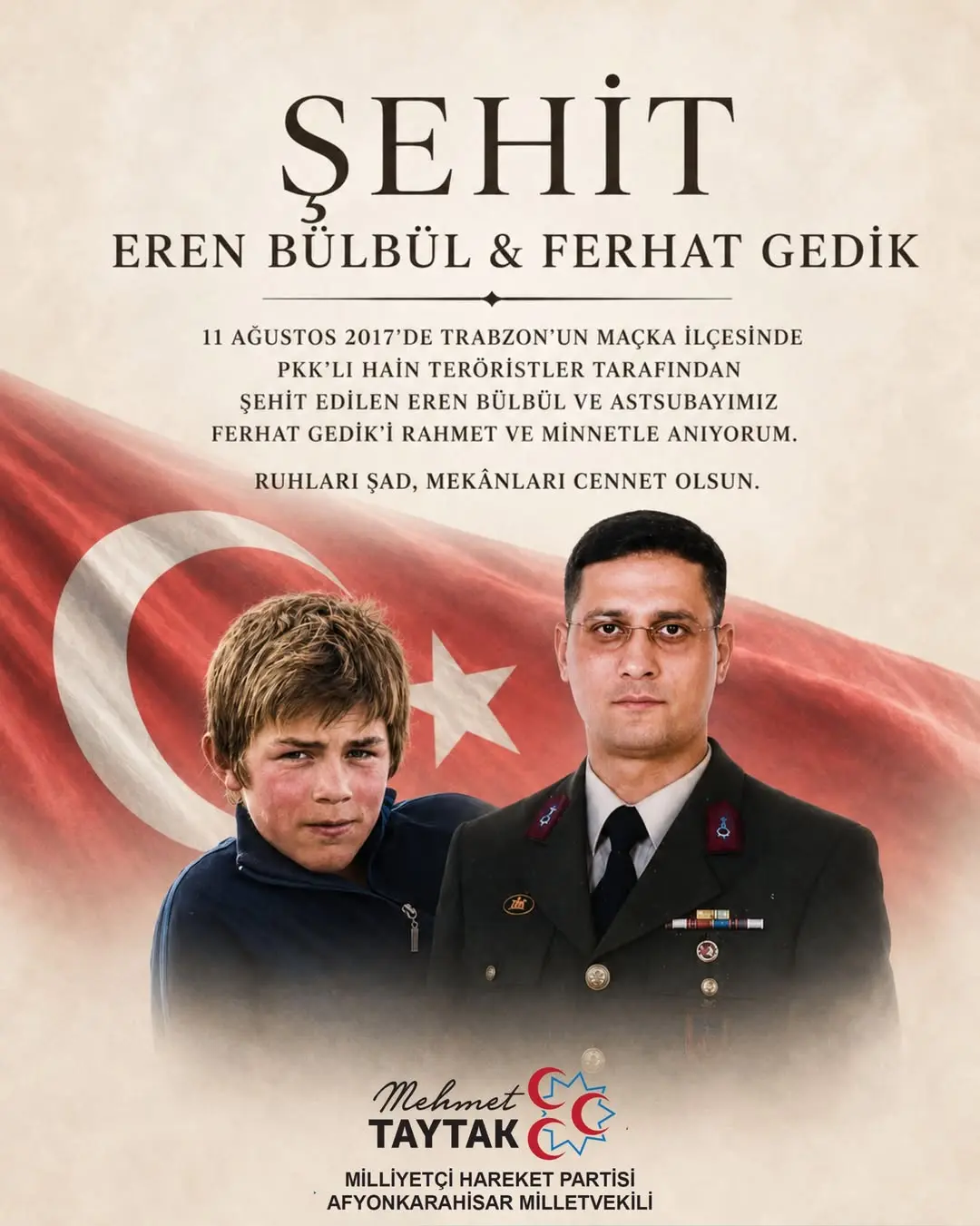 Trabzon Maçka'da Şehit Edilen Eren BÜLBÜL ve Astsubay Ferhat GEDİK Anıldı